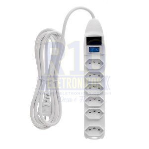 FILTRO DE LINHA 6 TOMADAS KAPBOM SL7606 3M COM INMETRO