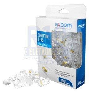 CONECTOR RJ45 CRISTAL CAIXA C/100 EXBOM CONT-RJ45P100 8P8C