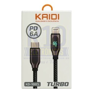 CABO USB IPHONE KAIDI KD-100CL TURBO 6A 66W USB-C/LIGHTNING